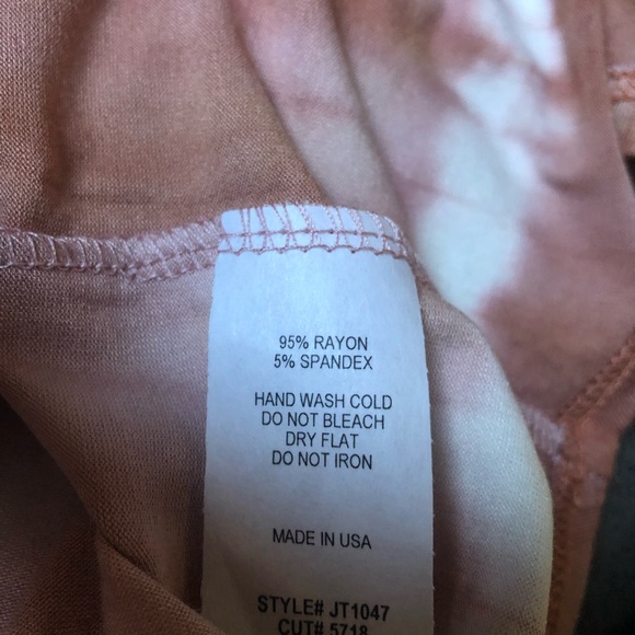 Handmade tie dye rolled sleeve t shirt in peach - Picture 5 of 5